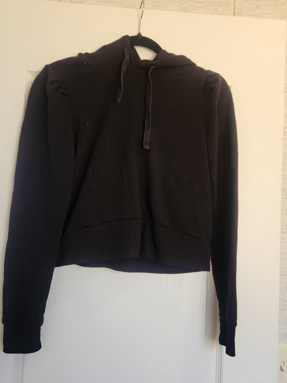 Z Supply Black Cropped Pullover Hoodie M Euc